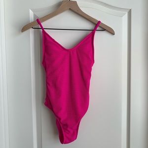 Hot pink one piece strappy bathing suit size XS